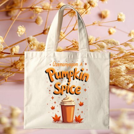 Üzemanyagom a Pumpkin Spice feliratú őszi vászontáska